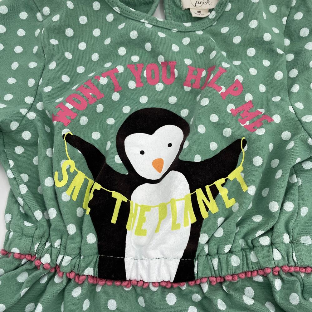 PEEK Girls Dress Size 8 Tundra Biome Collection Penguin Long Sleeve [SEE NOTE] - Picture 3 of 10